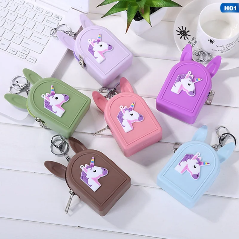 H01 1 шт. Кошелек для монет с рисунком единорога из мультфильма Детский кошелек для ключей из ПВХ детские украшения Кошельки для монет разные цвета Прямая поставка Новинка - Цвет: H01