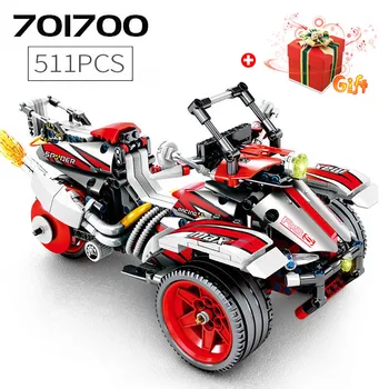 

511Pcs Motorcycle Building Blocks Toys For Children Compatible Technical Boys Pull Back Bombadi Motorcycle Model Toy Gift