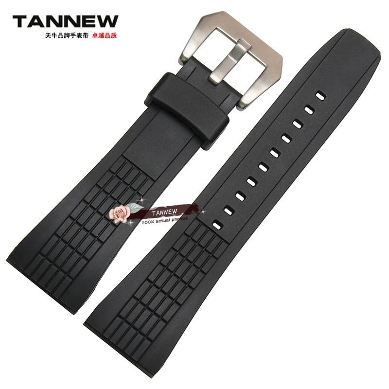 Black Ремешок для часов Seiko SRH 006 013 SPC007 ремешок для часов водонепроницаемый резиновый 26 мм черный силикон с ремешком из нержавеющей стали - Band Color: Black