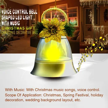 

1pair Voice Control Christmas Light Hanging RGB LED Music Bell Door Outdoor Festival Prop Home Decor Party Window Bright Holiday