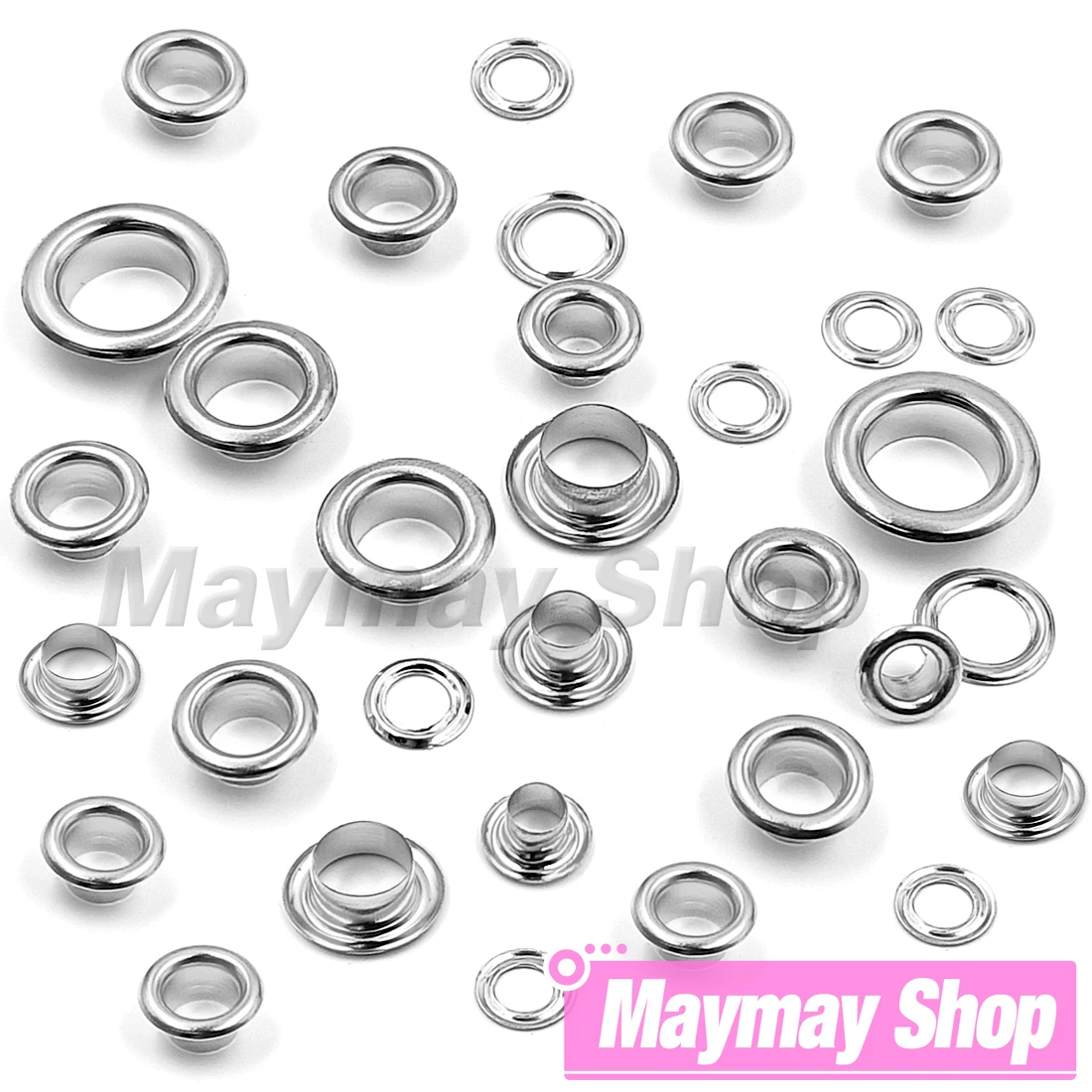 

50Pcs Silver Color Hole Metal Eyelets Grommets with Washer For Accessories Diy Leathercraft Clothes Shoes Cap Belt Bag Tags