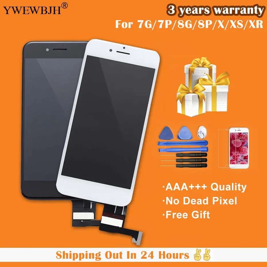 Дешево YWEWBJH класс AAA ЖК дисплей для iPhone 7 с 3D сенсорным экраном дигитайзер сборка Замена Бесплатный подарок бесплатная доставка