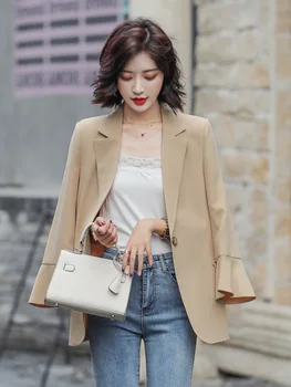 

Female Blazer 2020 Spring and Autumn New Korean Version Blazer Casual Professional Khaki Blazer Women