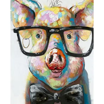 

Cute Pig Diy Animals Oil Painting Pictures Drawing By Numbers Acrylic Paint On Canvas For Wall Canvas Art