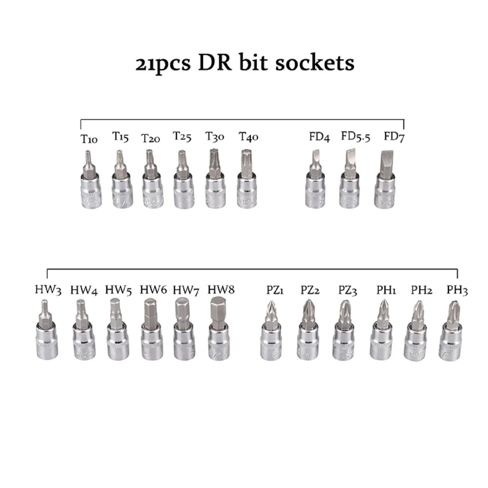 53PCS1/4-In Drive Socket Набор инструментов для ремонта автомобиля трещотка гаечный ключ привод торцевой ключ автомобильный мотоцикл ремонт ручной инструмент набор