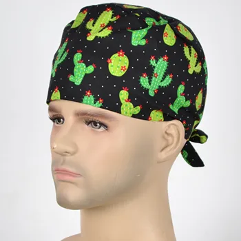 

Hennar Women Print Scrub Caps Mask 100% Cotton Caps Flower series 01