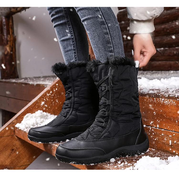 Водонепроницаемые женские зимние ботинки; зимняя теплая обувь на меху; женские ботильоны на плоской подошве; нескользящие женские кроссовки; zapatos mujer botas