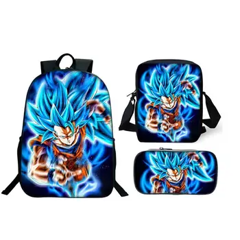 

Hot Cartoon 3Pcs Set Backpack Anime Dragon Ball Z Super School Bags For Students Best Gifts Children Son Goku School Bags