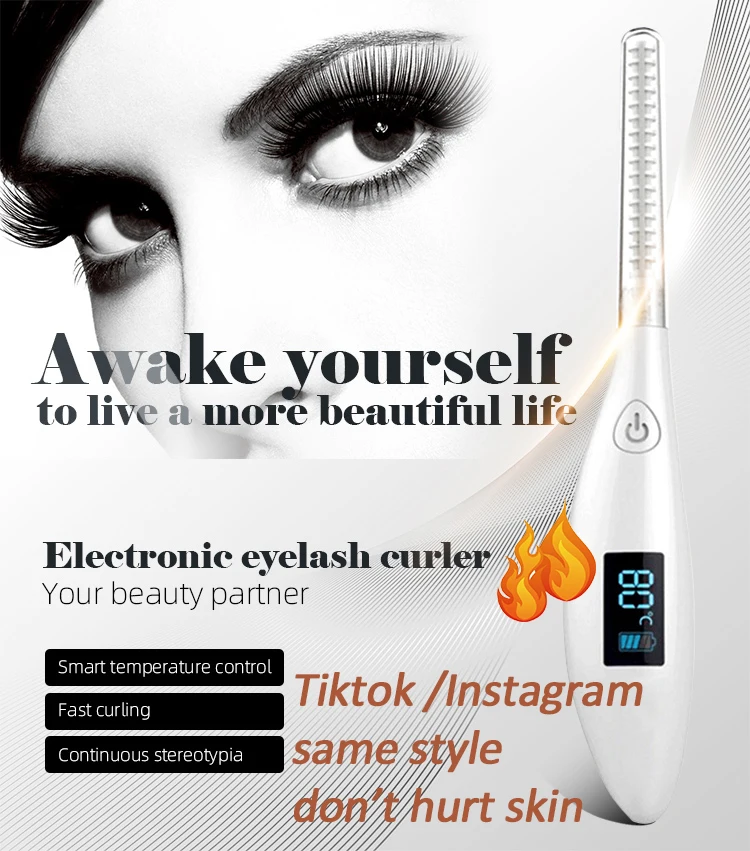 

2020 Latest eyeLash curler electric heated Lift Operated HOT in tiktok ins Silm dense eyeLash curler Best Quality usb charge
