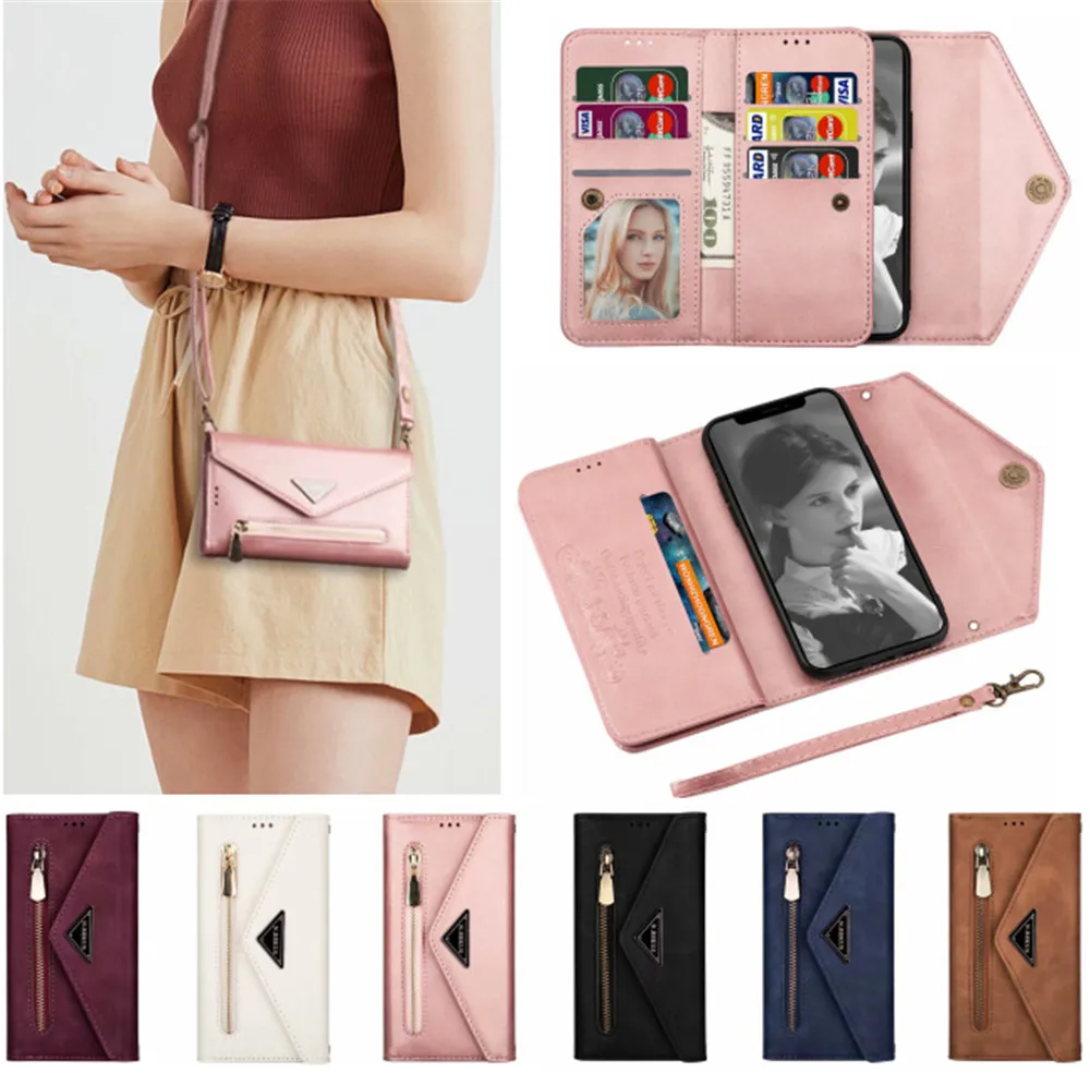 

Wallet Card Holder Crossbody Phone Case For Samsung Galaxy Note10 Plus Note8 Note9 Note20 A71 A51 5G Shoulder Bag Lanyard Cover