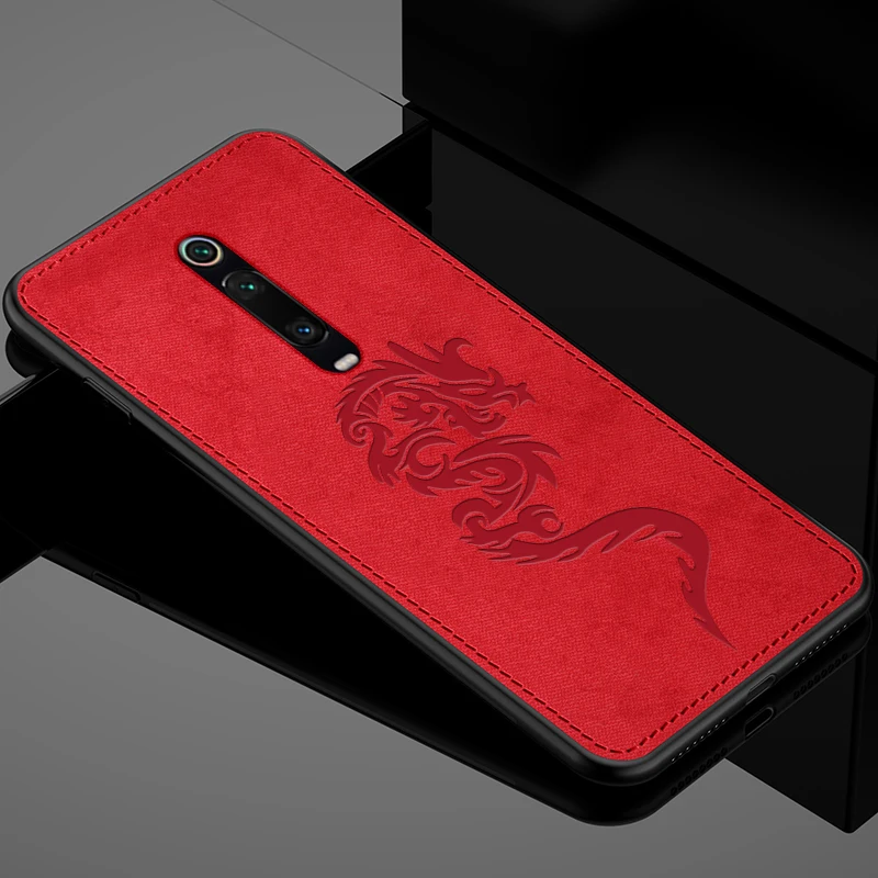 Чехол для Xiaomi mi 9t pro, чехол для xio mi 9 lite, задняя крышка, ударопрочный, тканевый, мягкий, tpu, mi 9 se, противоударный корпус, матовый чехол - Цвет: red dragon