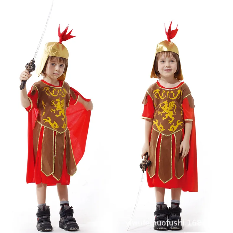 Дети древний Римский Воин Косплэй костюм детей Италия солдат маскарадная одежда, костюм для Хэллоуина для мальчиков праздник Пурим наборы