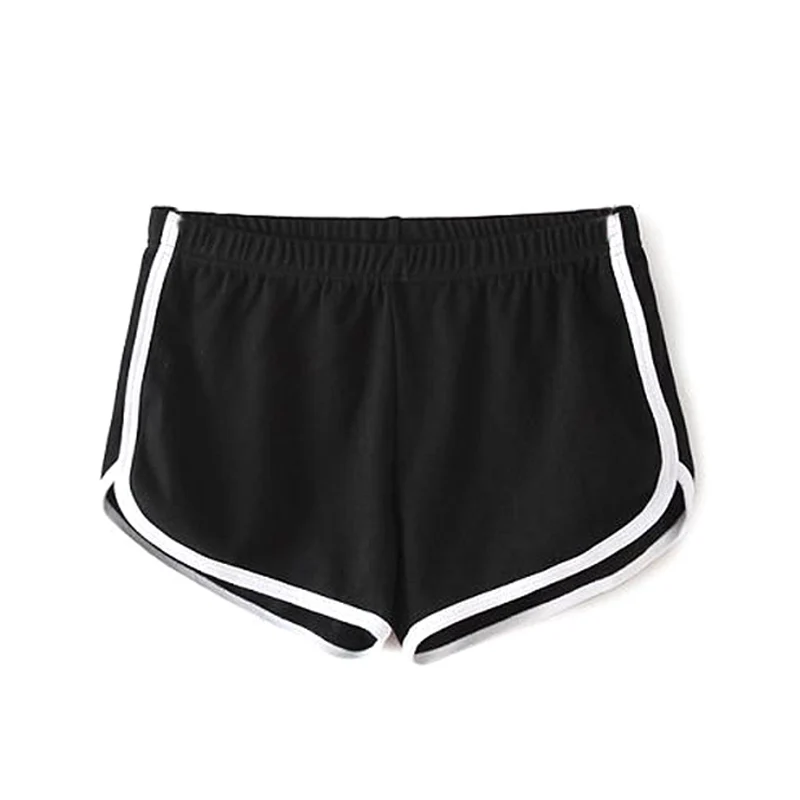 Сексуальные женские спортивные шорты для фитнеса, эластичная талия, для бега, спортзала, йоги, дышащие хлопковые короткие штаны для фитнеса, свободный крой размера плюс, FDX99 - Цвет: Черный