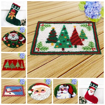 

Knooppakket Christmas Latch Hook Kits Diy Quality Cute DIY Gift European And American Style Smyrna Needlework Mat Latch Hook Kit