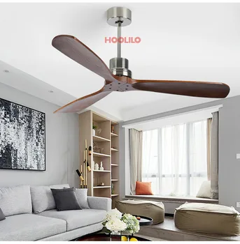 

New Ceiling Fan 6 Corlor Solid Wood Blades Ceiling Fan with 3 Corlor Light Remote Control 110V 220V 52inch Classic