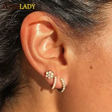 925 Стерлинговое серебро белый камень огненный опал женские серьги обручи для памперсов Минимальный тонкий позолоченный модный красивый классический драгоценности