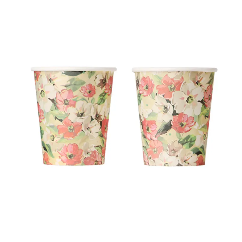 100pcs Chinese style disposable cup 250ml household drinking paper cup commercial beverage beer coffee juice tea tasting cup