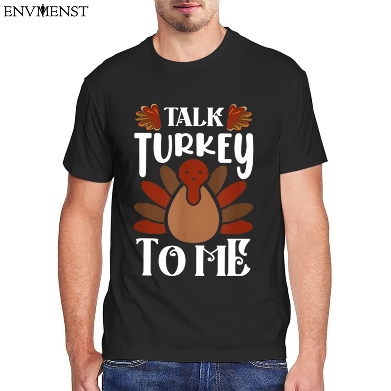 

Unisex Talk Turkey To Me T Shirt Funny Family Clothes Thanksgiving Day Men's Cotton Novelty T-Shirt Turkey Day Graphic Tee Top