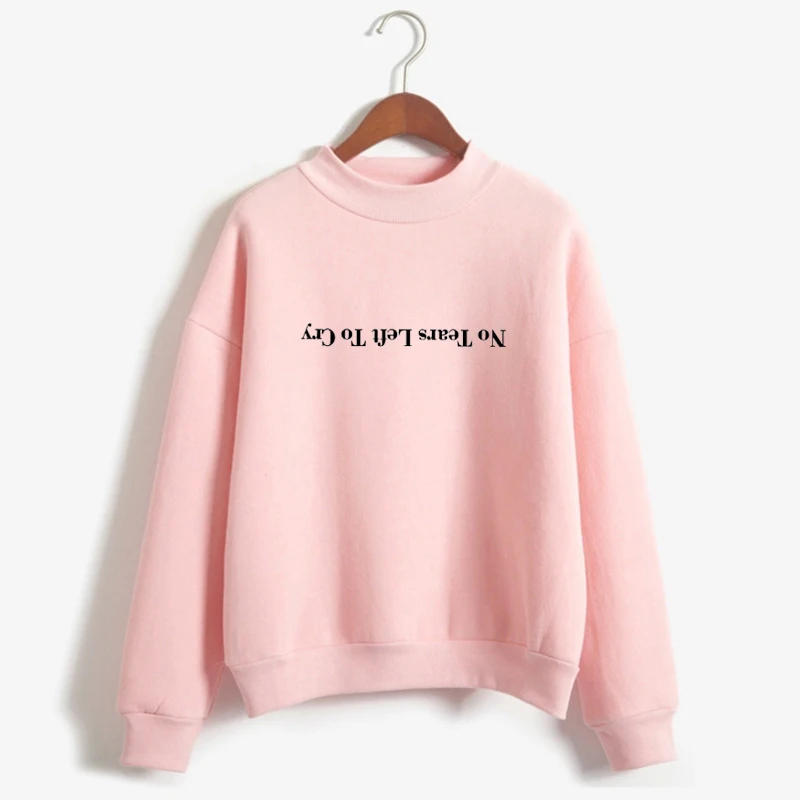 

Women's Sweatshirt y2k Hoodies Ariana Grande NO TEARS LEFT TO CRY Letter Printed Fleece Turtlencek Harajuku Blouse Woman Clothes