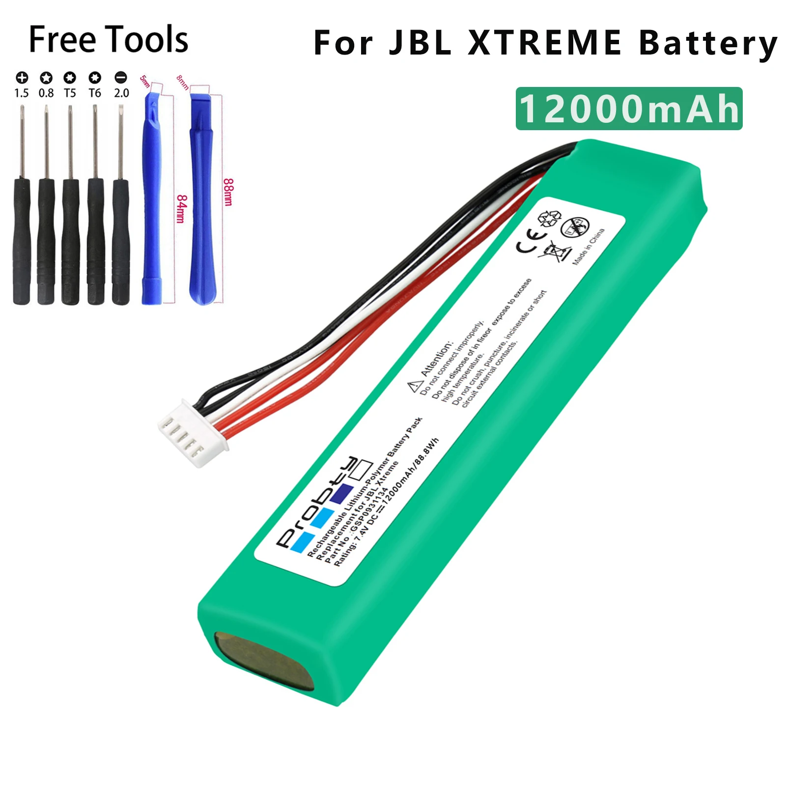 Batteria Da 12000Mah 88.8Wh Per Batterie Jbl Xtreme Xtreme Speaker Gsp0931134 Con Strumenti