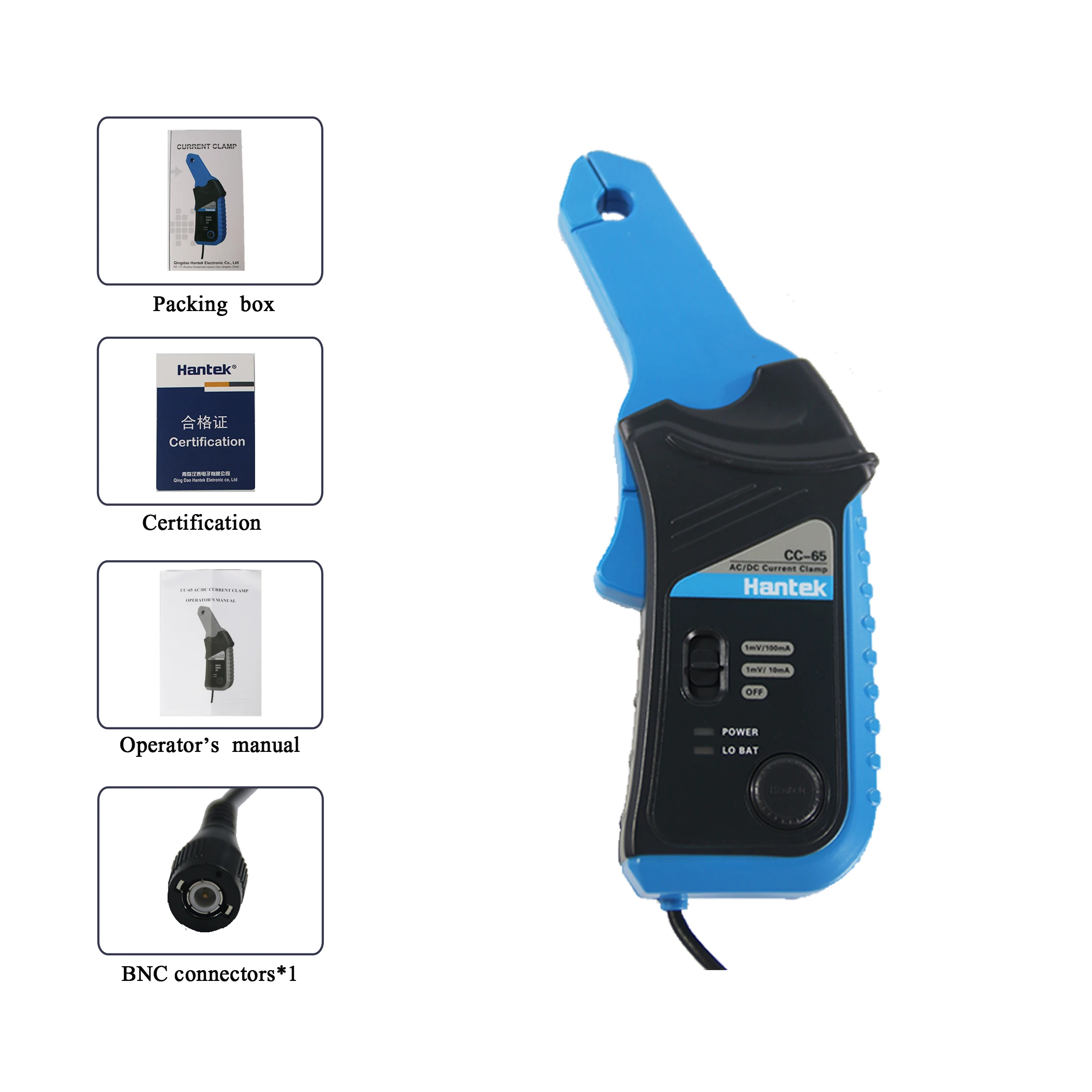 Electrical Instruments Hantek CC65 Digital AC/DC Current Clamp Meter with BNC Connector for