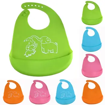 

Toddler Silicone Bibs Feeding Baby Crumb Catcher Wipeable Waterproof Pocket Bibs