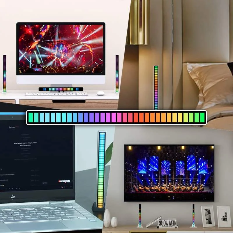 motion sensor night light New Rhythm Recognition Light Bar RGB Audio Control LED Light Colorful Type C Rechargeable Ambient LED Lamp Voice Control Strip l dinosaur light Night Lights