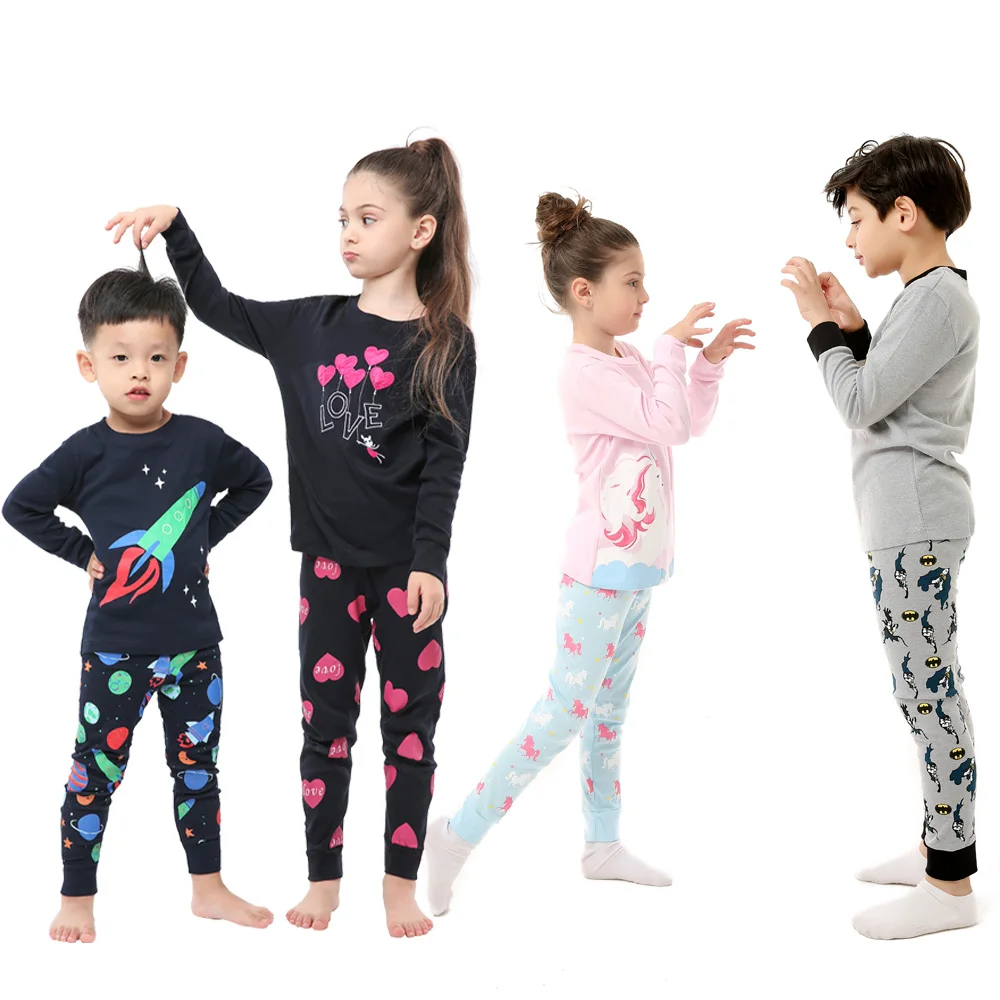 Ropa de dormir para niña, conjunto de Pijama de manga larga para niño y niña, trajes para niño, ropa de dormir, traje de Pijama de unicornio 2021