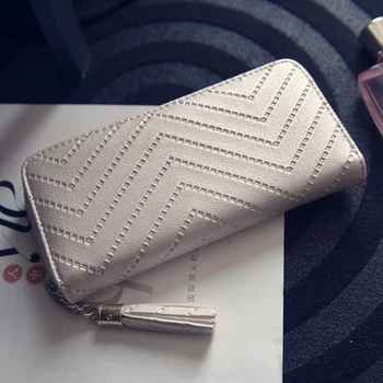 

Women Leather Card Phone Holder Long Arrow Wallet Checkbook Tassel Handbag Purse