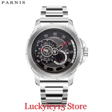 Топ бренд PARNIS браслет из нержавеющей стали 44 мм Металлические Мужские часы сапфировый Кристалл индикатор Даты специальный дизайн