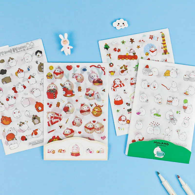 

6pcs/set Creative Cute Cartoon Fat Rabbit Stickers Handwritten Diary Decoration Stickers Into Albums Children's Gifts