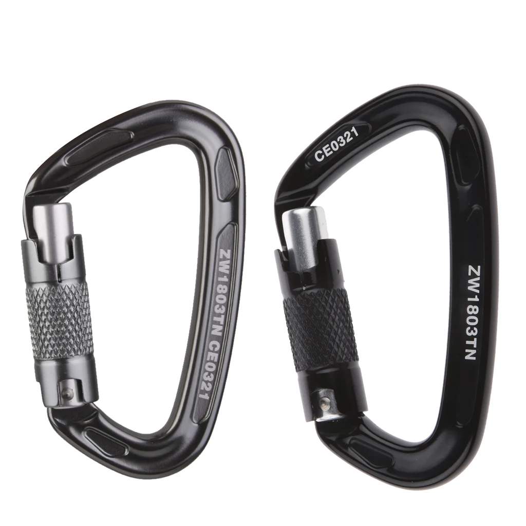 

2pcs Pack 24kn Self-locking Aluminum Carabiner Mountaineering Climbing Carabiner D-Ring Hook