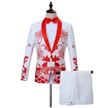 Банкетный Выпускной костюм мужской модный однотонный костюм(пальто+ брюки) тонкий шаль воротник лацканы рыбка Вышивка на одной пуговице повседневный костюм