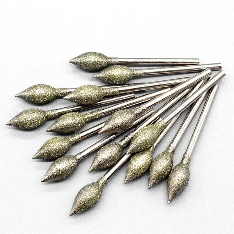 

Citop 12Pcs/Set Olive Shape Carving Diamond Grinding Head Jade Polishing Rods Tooth Machine Dedicated Pit Peeling Smoothing