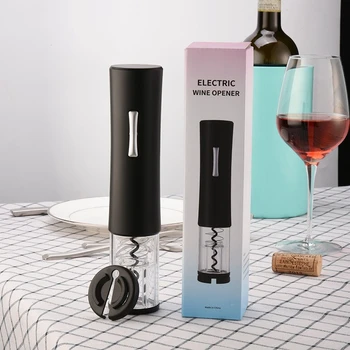 

Electric Automatic Wine Corkscrew Professional Automatic Corkscrew Cordless Wine Corkscrew Set with Foil Knife-Black