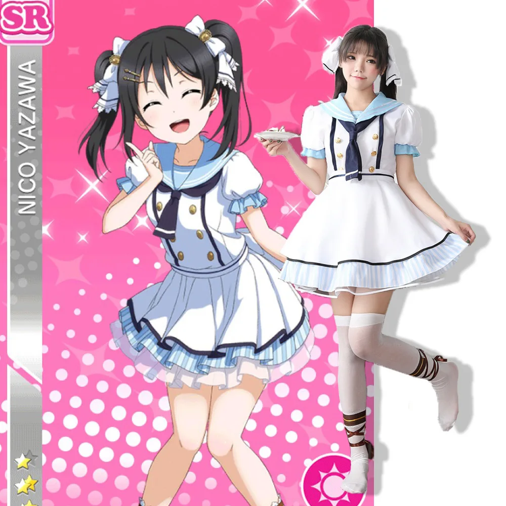 Аниме Love Live! Kousaka Honoka Umi Sonoda средневековое платье косплей матросский костюм Live Start