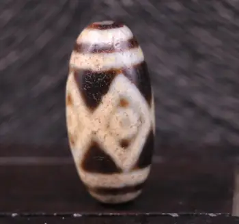 

Treasure Magic LKbrother Top Quality Magic Energy Tibetan Old Agate 4 Diamond Eye 4 Line Drum Shape dZi Bead Totem AJ