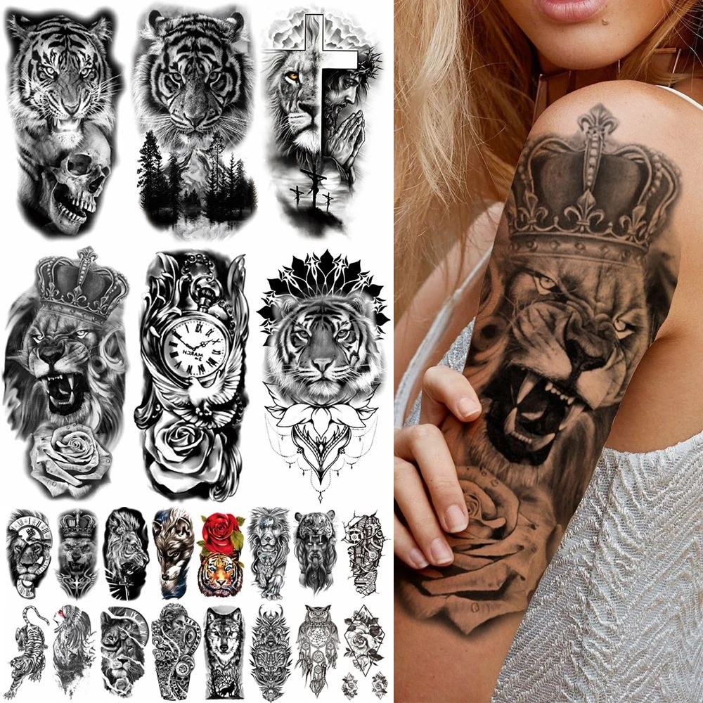 Women Men Temporary Tattoos For 3d Pirate Captain Lion Warrior Evil Joker  Skull Gangster Fake Tattoo Stickers Body Arm Tattoos - Temporary Tattoos -  AliExpress