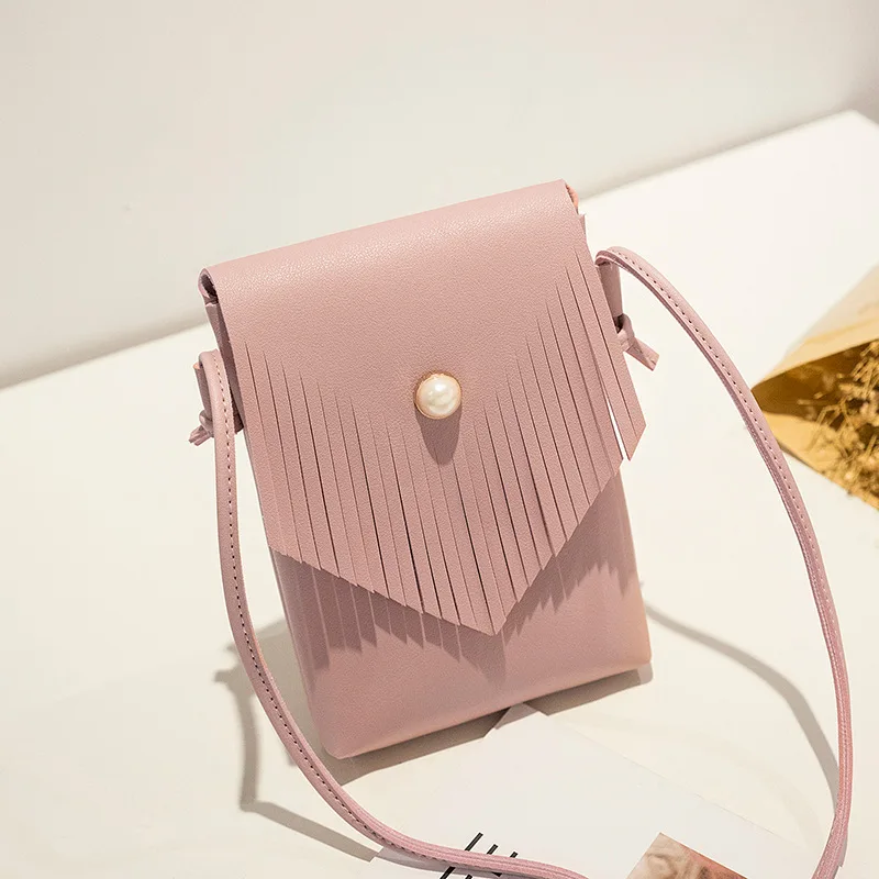 

Customizable WOMEN'S Bag 2019 Summer New Style Verticle Pearl Tassels One-Shoulder Phone Coin Purse 150