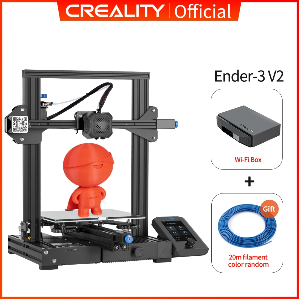 CREALITY 3D Ender-3 V2 Mainboard With Silent TMC2208 Stepper Drivers New UI&4.3 Inch Color Lcd Carborundum Glass Bed 3D Printer 