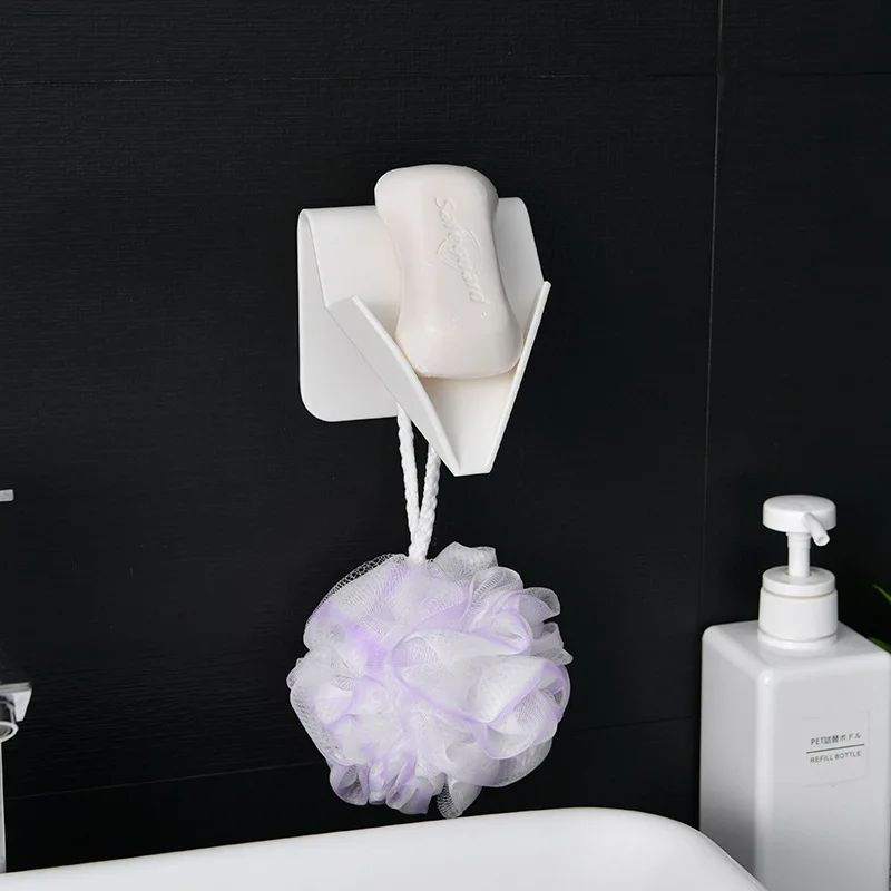 ZOTOBON 2PCS Wall Mounted Self Adhesive Soap Sponge Dish No Drilling Storage Box Rack Shelf Drain Bathroom Soap Dishes H101