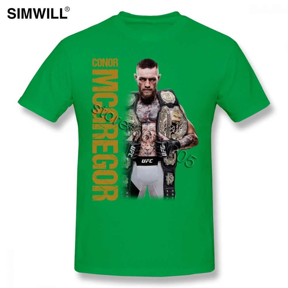 Новинка, уникальная Конор футболка с надписью «McGregor», мужские повседневные футболки из чистого хлопка, топ с вырезом лодочкой и коротким рукавом, Футболки ММА, футболки для боев - Цвет: Зеленый