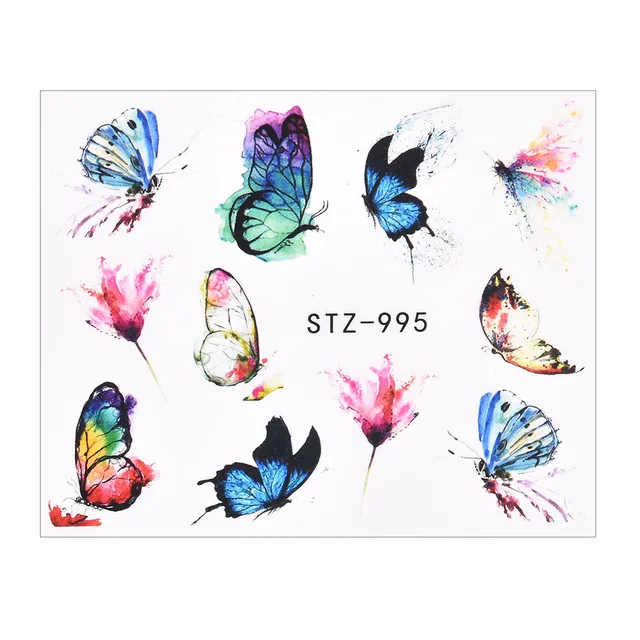 1Pcs Water Nail Decal and Sticker Flower Leaf Tree Green Simple Summer DIY Slider for Manicure Nail Art Watermark Manicure Decor TA619