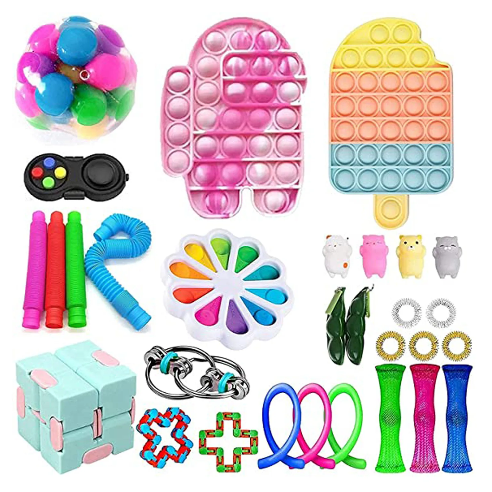 30Pack Fidget Toys Anti Stress Set Stretchy Strings Push Gift Pack ...