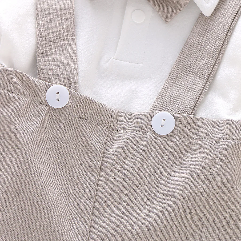 Одежда для новорожденных; Одежда для мальчиков-малышей комплекты одежды для маленьких мальчиков с бантом джентльменов детский комбинезон, топы, штаны с подтяжками комплект одежды из 2 предметов на возраст от 0 до 18 месяцев