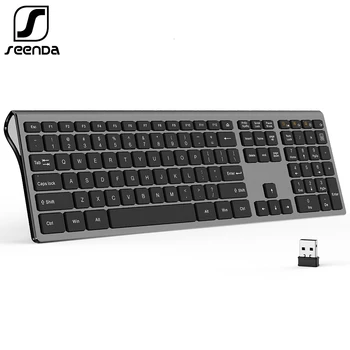 

SeenDa Thin 2.4G Wireless Keyboard for Laptop Desktop Scissors Switch Keyboard for Windows Mac OS Full Size 109 Keys Keyboard