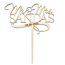 Персонализированные пользовательские Mr& Mrs свадебный торт Топпер выгравированы золото серебро розовое золото цвет для свадебной вечеринки подарок декор