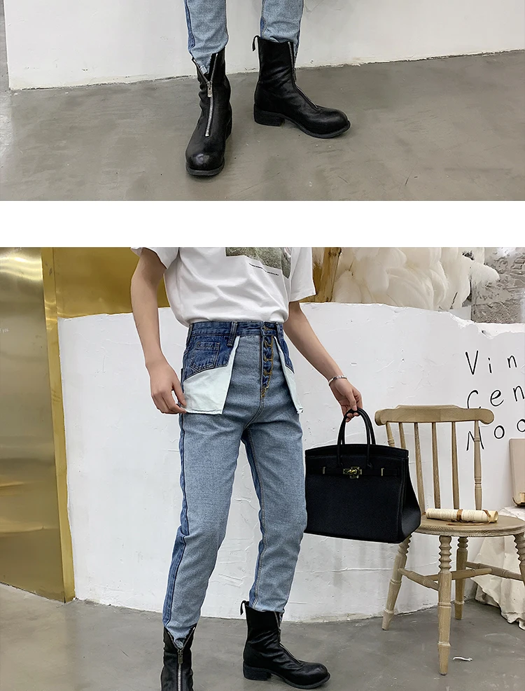 Autumn And Winter Version Of The European And American Style Loose Stitching Anti-wearing Personality Jeans
