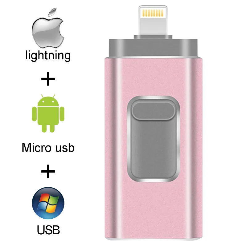 USB флэш-накопитель для iPhone X/8/7/7 Plus/6 Plus/6s/5/SE/ipad металлический флэш-накопитель HD флеш-накопитель 8 Гб оперативной памяти, 16 Гб встроенной памяти, 32 ГБ, 64 ГБ, 128 ГБ флэш-накопитель 256 ГБ