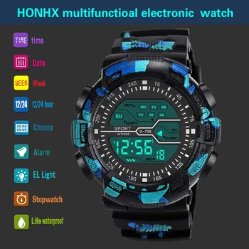 

multifunctional sport led watch adult Waterproof Boy LCD Digital Stopwatch Date Rubber Sport Wrist Watch